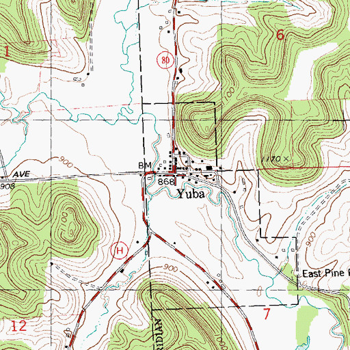 Topographic Map of Yuba Volunteer Fire Department, WI