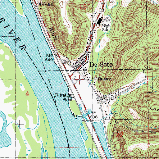 Topographic Map of De Soto Volunteer Fire Department, WI