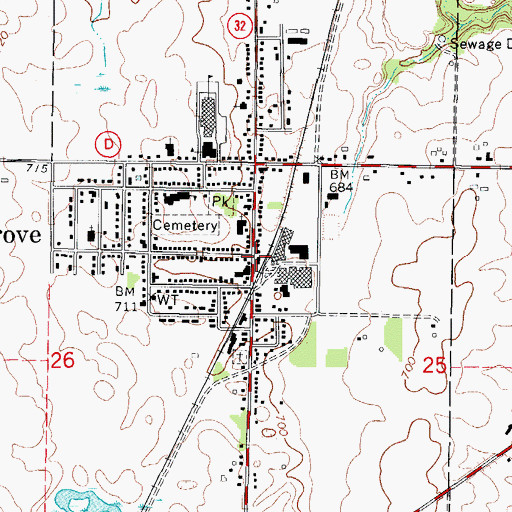 Topographic Map of Cedar Grove Fire Department, WI