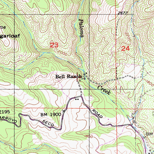 Topographic Map of Bell Ranch, CA