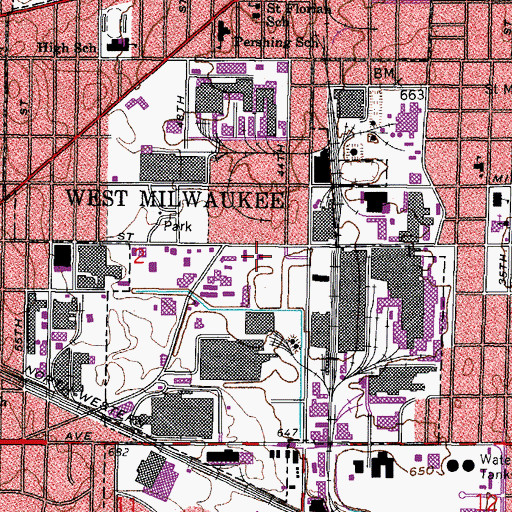 Topographic Map of Milwaukee Fire Department Engine 33, WI