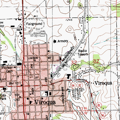 Topographic Map of Viroqua Fire Department, WI