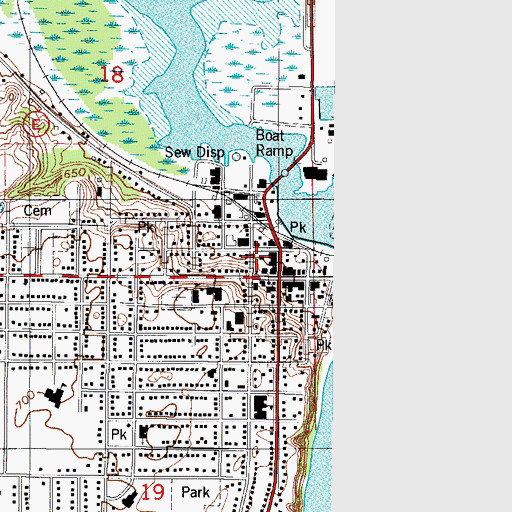 Topographic Map of Kewaunee Fire Department, WI