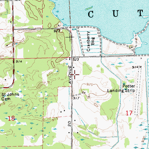 Topographic Map of Cutler Volunteer Fire Company, WI