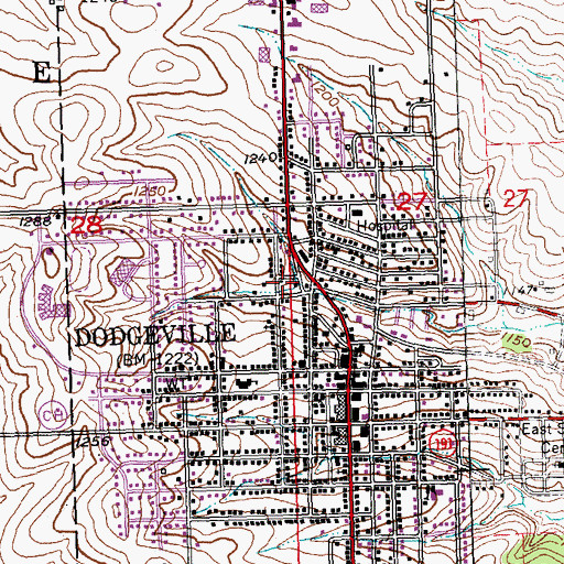 Topographic Map of Dodgeville Fire Department, WI