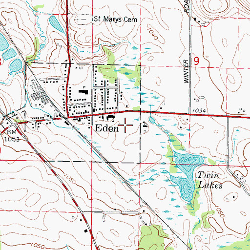 Topographic Map of Eden Volunteer Fire Department, WI