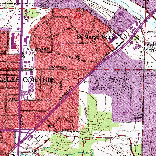 Topographic Map of Hales Corners Fire Department, WI