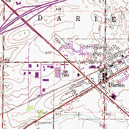 Topographic Map of Darien Volunteer Fire Department, WI