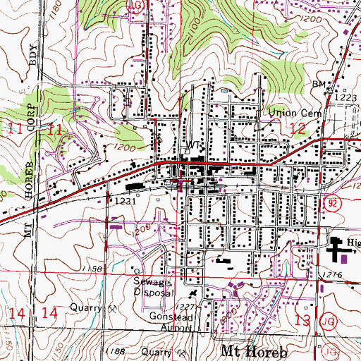 Topographic Map of Mount Horeb Area Joint Fire Department and Emergency Medical Service Station 1, WI