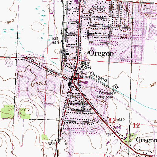 Topographic Map of Oregon Area Fire and Emergency Medical Services District, WI