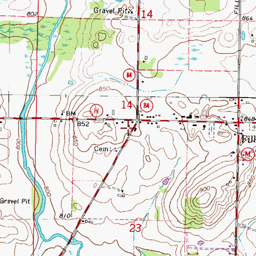 Topographic Map of Fillmore Fire Department, WI
