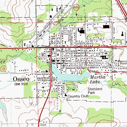 Topographic Map of Osseo Rural Volunteer Fire Department, WI