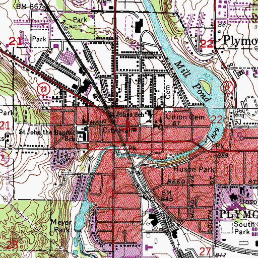 Topographic Map of Plymouth Fire Department, WI