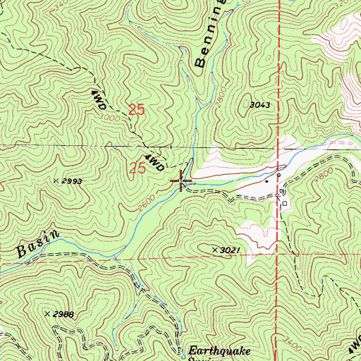 Topographic Map of Benninger Canyon, CA