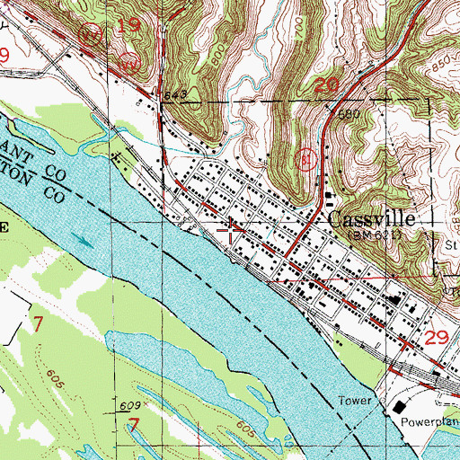 Topographic Map of Cassville Volunteer Fire Department, WI