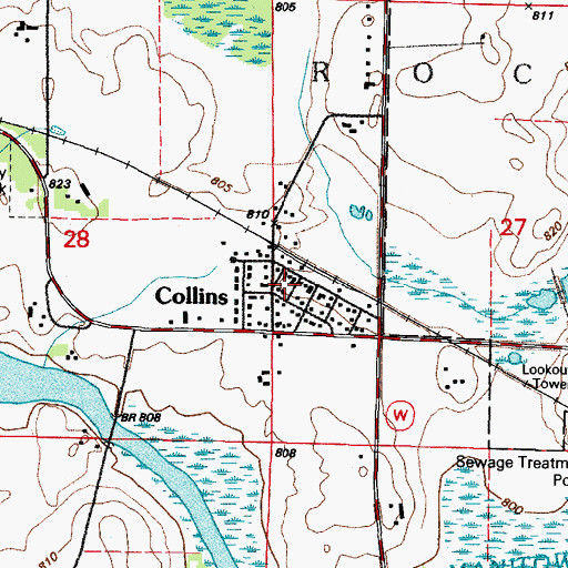 Topographic Map of Collins Volunteer Fire Department, WI