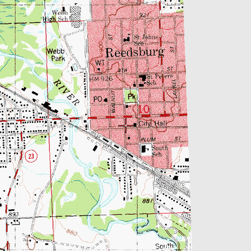 Topographic Map of Reedsburg Fire Department, WI