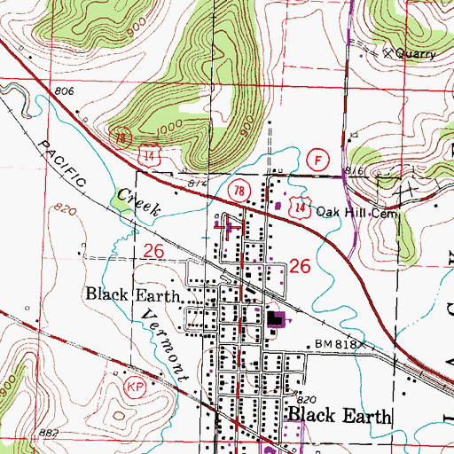 Topographic Map of Black Earth Fire Department, WI
