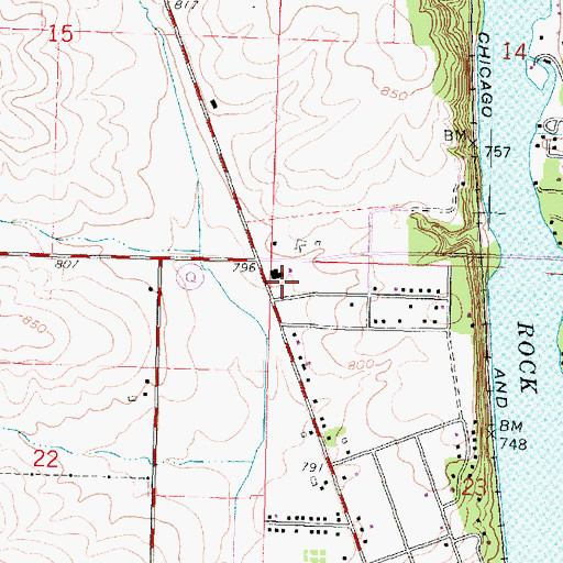 Topographic Map of Town of Beloit Fire Station 1, WI