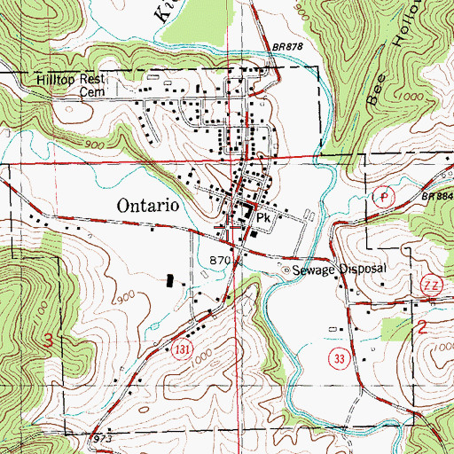 Topographic Map of Ontario Fire Department, WI