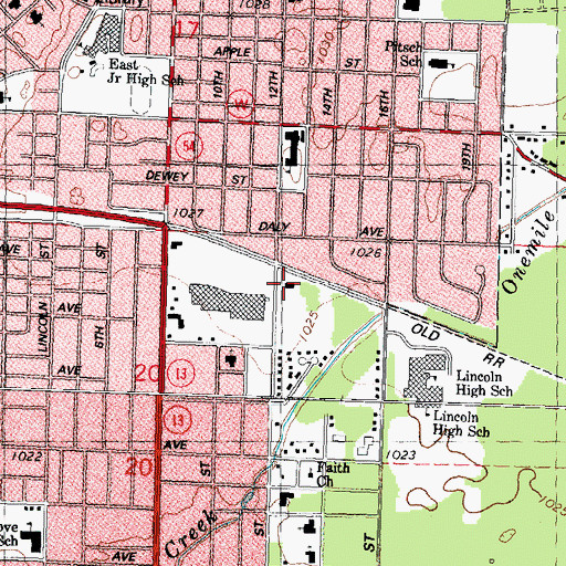 Topographic Map of Wisconsin Rapids Fire Department - Station 1, WI