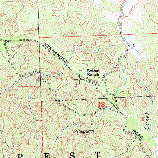 Topographic Map of Bethal Ranch, CA
