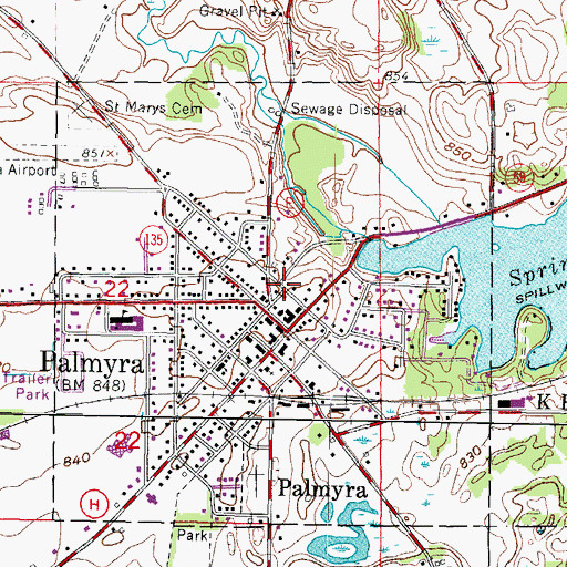 Topographic Map of Palmyra Fire and Rescue Department, WI
