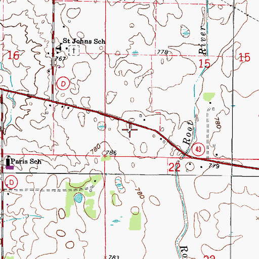 Topographic Map of Paris Fire and Rescue, WI