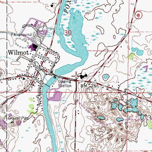 Topographic Map of Salem Fire and Rescue Station 3, WI