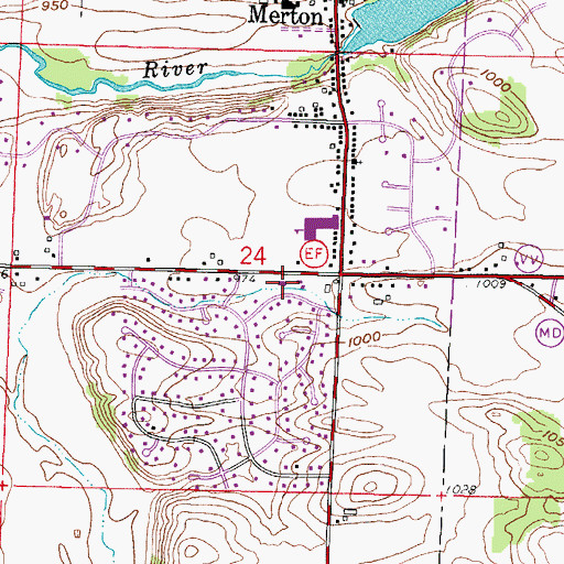 Topographic Map of Merton Fire Department, WI