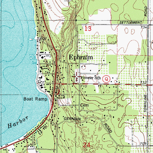 Topographic Map of Ephraim Fire Department, WI