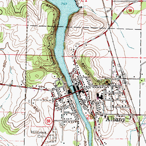 Topographic Map of Albany Fire Department, WI