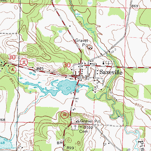 Topographic Map of Saxeville - Springwater Fire Department, WI