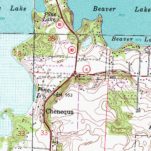 Topographic Map of Lake Country Fire and Rescue Station 3, WI