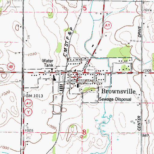 Topographic Map of Brownsville Fire Company, WI