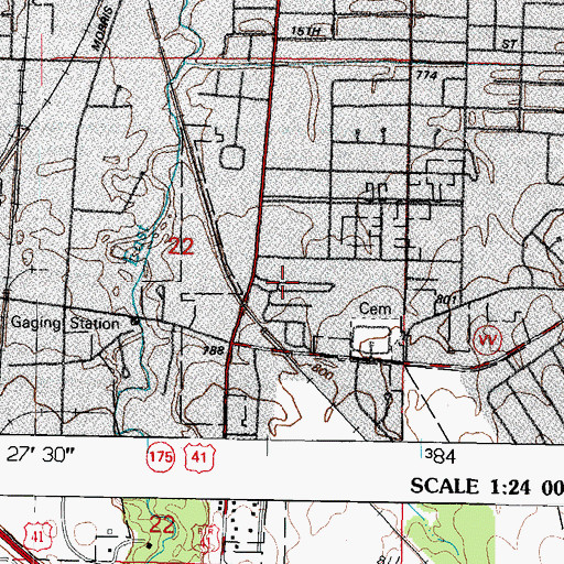 Topographic Map of Fond du Lac City Fire Department Station 1, WI