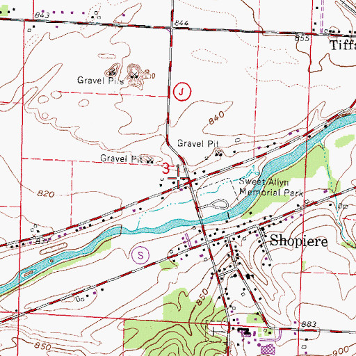 Topographic Map of Turtle Fire Department Station 1, WI
