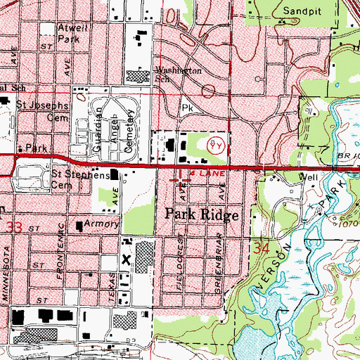 Topographic Map of Park Ridge Fire Department, WI
