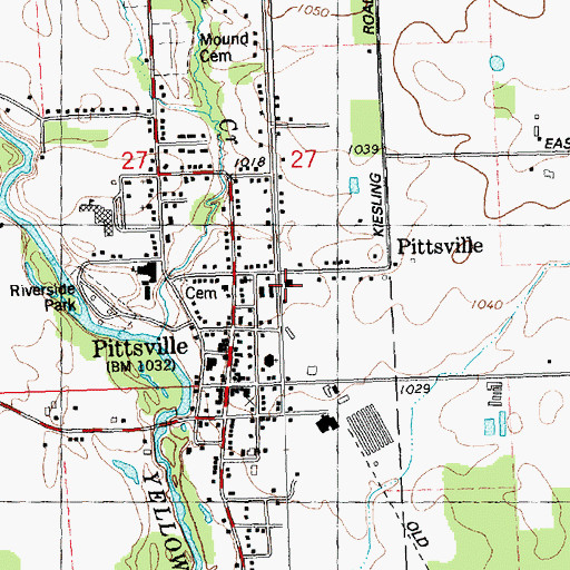 Topographic Map of Pittsville Fire Department, WI