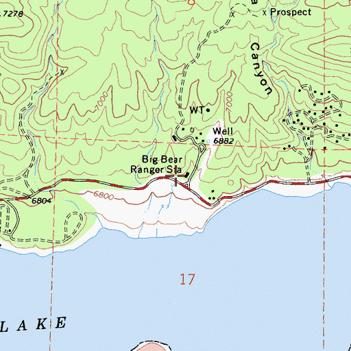 Topographic Map of Big Bear Ranger Station, CA