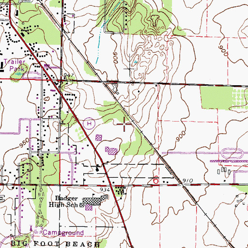 Topographic Map of Lake Geneva Fire Department Station 2, WI