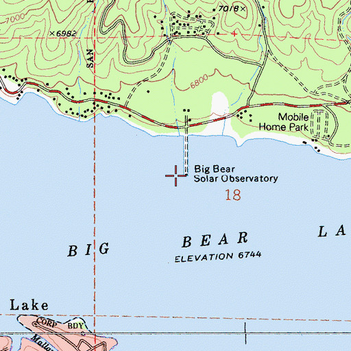 Topographic Map of Big Bear Solar Observatory, CA