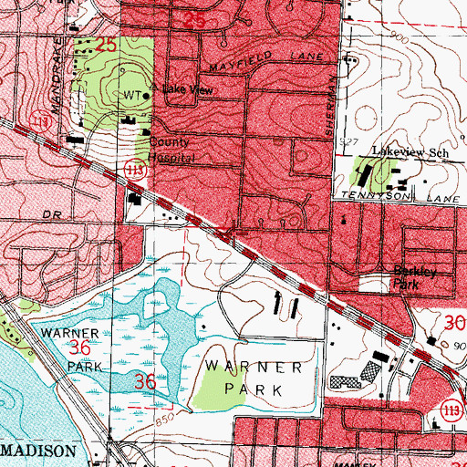 Topographic Map of Madison Fire Department Station 10, WI
