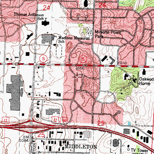 Topographic Map of Madison Fire Department Station 2, WI
