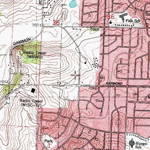 Topographic Map of Madison Fire Department Station 7, WI