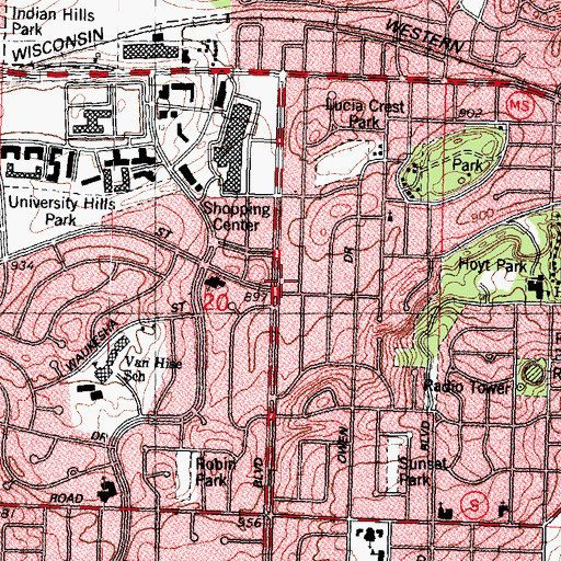 Topographic Map of Madison Fire Department Station 9, WI