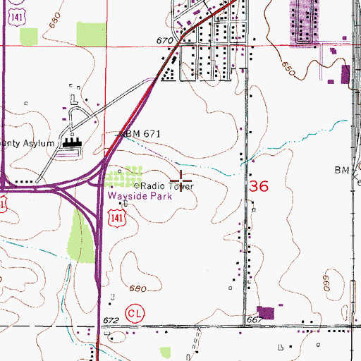Topographic Map of Manitowoc Fire Department 3, WI