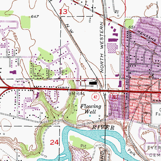 Topographic Map of Manitowoc Fire Department 4, WI