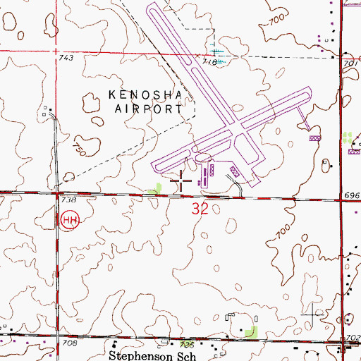 Topographic Map of Kenosha Fire Department Station 7, WI