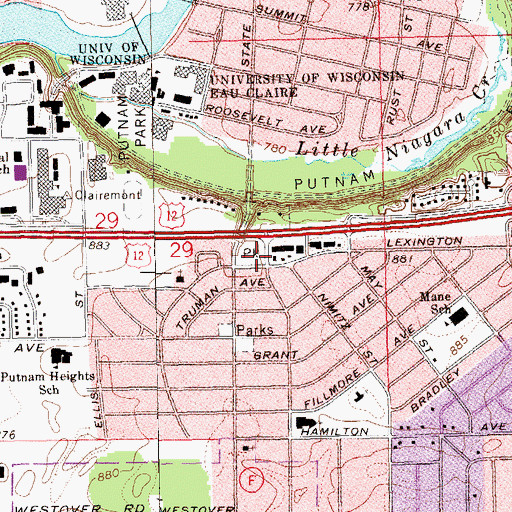 Topographic Map of Eau Claire Fire and Rescue Station 5, WI